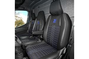 LUCARO Sitzbezüge Auto Set Tornado für Renault Master 4, Nissan Interstar 3 Blau Rückenlehne und Sitzfläche geteilt - Auto Sitzbezüge Strapazierfähig, Komfortstoff & Kunstleder