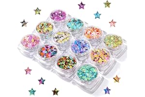 RUIBAVYA 12 Colores Body Gliter Gel Juego Purpurina Gruesa Perdurable Purpurina HolográFica Adecuada Para Cara, UñAs, Ojos Festival Makeup Glitzer