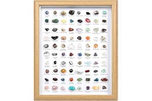 ORIENTREA 80 pierres précieuses et cristaux naturelles avec cadre – Décoration pour la maison ou le bureau – Cadeau pour les collectionneurs de minéraux