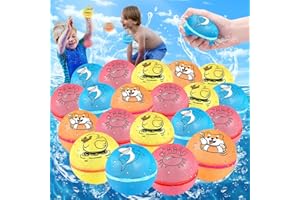LOVEXIU 20 Pcs Bombe A Eau Réutilisable Silicone,Ballons D'Eau Réutilisables,Bombe A Eau Enfant Adultes,Boule D'Eau Auto-étanche,Bataille D'Eau Jouets Du Jardin Et De Plage Fête De La Piscine D'été