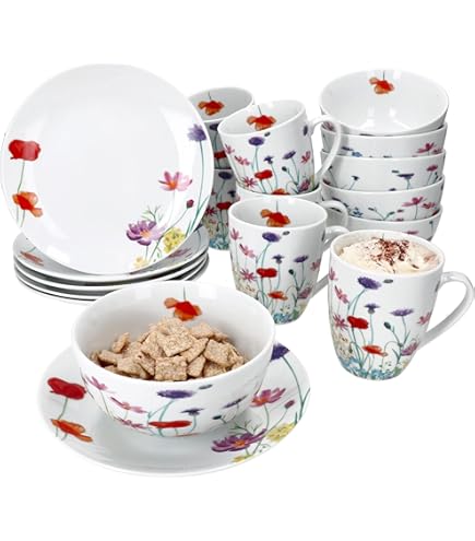 Een Porseleinen Koffieservies Met Een Bloemenmotief Bestaande Uit Twaalf Schoteltjes En Acht Koffiekoppen Een Koffiepot Een Suikerpot Zonder Deksel En Een Melkpotje