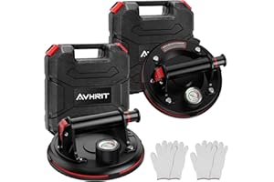 Avhrit Ventosas de vidrio de 8 pulgadas, ventosa resistente con manómetro, capacidad de carga de (485 lb/220 kg), elevador de vidrio para parabrisas de automóviles, azulejos, granito, piso (dos)