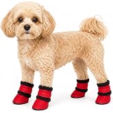 Pet Life 'Duggz' Shearling K&ouml;pek Ayakkabıları - Ayak Bileği Desteği i&ccedil;in &Ccedil;ift Kanca ve Halka Kapamalı Kış K&ouml;pek Botları - K&ouml;p