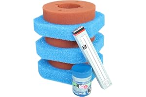Wacredo Wartungspaket für Oase Filtoclear 6000 Teichfilter Schwamm Set Filterstarter 11 Watt Leuchtmittel Komplettset Wasseraufbereitung Filterschwamm Teichpflege Ersatzschwämme