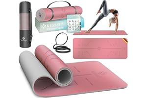 ‎KESSER KESSER® Gymnastikmatte mit Tragegurt rutschfest TPE Yogamatte Gepolstert & rutschfest Fitnessmatte, 183 x 61 Trainingsmatte für Fitness Sportmatte, Pilates & Gymnastik Workout
