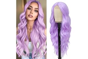 BUPPLER Cosplay Long Light Purple Wig 26 Inch Middle Part Synthetic Wig Realistic Gifts Party Wigs for Women Daily Use Colorful Wigs (Light Purple)