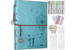 ZEEYUAN Album Fotografico Fai da Te in Pelle Dente di leone Scrapbooking Album Foto Pagine Nere Regalo per Lui Lei