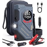 Mayaglory Şarjlı 4'&uuml; 1 Arada Ak&uuml; Takviye Cihazı (Jump Starter) ve Taşınabilir Hava Kompres&ouml;r&uuml; - Type-C Powerbank, SOS LED Fen