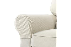 GEOCANG Armchair cover, Set of 2 non-slip armchair, sofa armrest protector, for furniture protector (Ivory White)