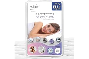 Twillie - Protector de Colchón 135 x 190/200 cm Impermeable - Hecho en Europa - Oeko-Tex® - Aegis® - Transpirable - Hipoalergénico, Anti-Bacteriano, Anti-Acaros - Cubre Colchón 100% Polialgodón