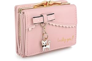 UTO Ladies Bifold Card Wallet Purse Zipper Coin Pocket Cat Pendant Tassel Deco PU Leather