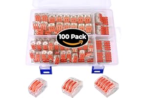 BASECONEX 100 Conectores Rápidos de Cable Eléctrico con Palanca, Terminales Transparentes y Reutilizables para Empalme de Cobre y Aluminio, 2/3/5 Vías, Instalaciones Seguras en Hogar y Oficina