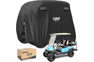 10 L 0 L 4 passagerare golfbuggy-skydd passar EZGO, klubbbil, Yamaha, 400D vattentät vindtät soltät utomhus allväders-polyester, heltäckande skydd med tre blixtlåsdörrar – svart/armégrön