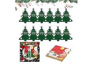 KKSTOTO Porta Posate Natalizie, Segnaposto Natalizio, 12 Pezzi Porta Posate Natalizio e 20 Pezzi Asciugamani di Carta, Porta Borse da Tavolo, Natale Tavola, Posate Natalizie, Decorazioni Natalizie