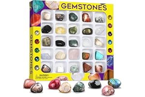 DR. DAZ Rock Mineral Gem Collection For Kids 25 Gemstones Included Educational Identification Sheet Rose Quartz Gemstones Jasper Stones