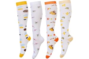LEOSTEP Kompressionsstrümpfe für Damen und Herren (4 Paar) Stützstrümpfe Kompressionssocken Compression Socks für Sport, Flug, Laufen, Reisen, Schwangerschaft Krankenschwestern 20-30 mmHg
