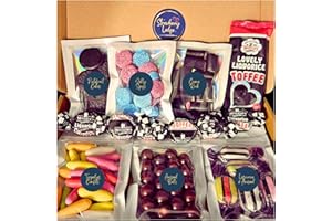 STRAWBERRY LEDGE Liquorice Sweets Gift Box | Liquorice Torpedoes, Pontefract Cakes, Aniseed Balls, Jelly Spogs, Cream Rock, Licorice & Aniseed Sweets, Toffees & Bar | Pick n Mix Bags