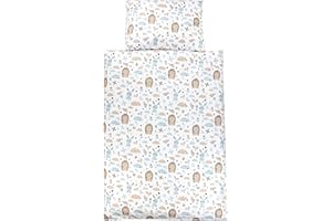 ‎TUPTAM TupTam Children's Bed Linen Set Baby Bedding Duvet Cover 100 x 135 120 x 90 cm Pillowcase 40 x 60 cm Boys Girls 2-Piece Set Colour: Hedgehog / Rabbit / Blue Size: 135 x 100 cm