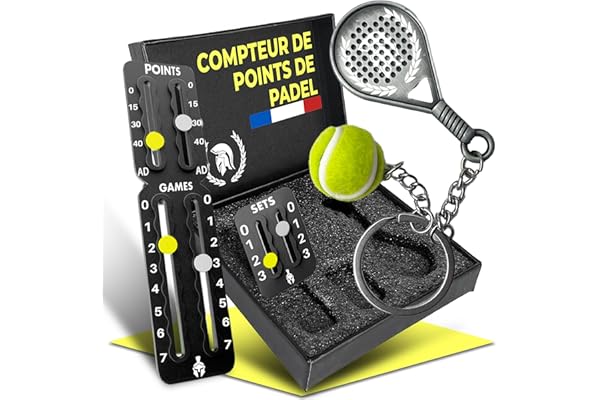 GLADIATOR PADEL COMPTEUR de POINTS TENNIS y PADEL - Inclut un porte-clés en forme de pala de padel - S'adapte à Toute Raquette ou Pala - Accessoires Tennis et Paddle-Entraînement Tennis Marqueur Padel