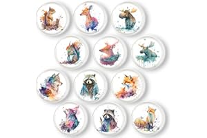 DUOUPA Kühlschrankmagnete 12 Stück Set, Tier Chromatisch Muster Magnete Kuehlschrank, 3D Bunt aus Glas Magnete für Magnettafel, Whiteboards, Pinnwand, Büro Schränke