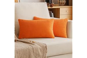 EMEMA Dekoracyjna poszewka na poduszkę z prążkowanego aksamitu na sofę miękka poszewka na poduszkę do domu salonu sypialni łóżko click clac 30x50 cm zestaw 2 szt pomarańczowy