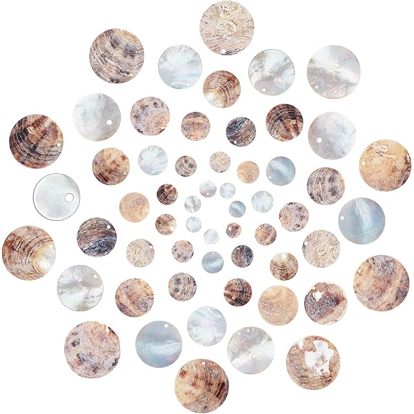 Breloques Coquillages 40 Pièces 25mm | Tranches Rondes Plates Couleur AB Pour Bijoux DIY