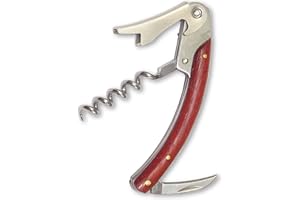1aTTack.de 832959 Kellner-/Sommelier-Messer, Korkenzieher, Flaschenöffner, super Design, Edelstahl mit Pakkaholzgriff Edelholz in Geschenkverpackung, Länge 11 cm