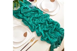 SRIZIAN Runner da Tavolo in Garza Verde Acqua - 10 Piedi, Stile Boho per Decorazioni da Tavola, Addio al Nubilato, Matrimoni, Feste di Compleanno