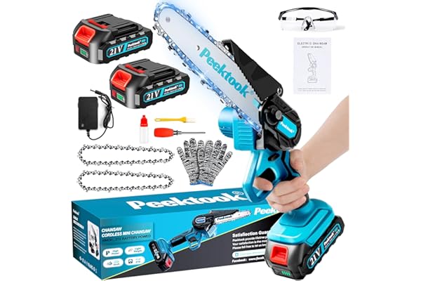 Mini Motosierra Bateria 6 Pulgadas, 1000W Motor Sin Escobillas Motosierra Eléctrica con 4000mAh Baterías y 2 Cadenas, motosierra de mano portátil Inalámbrica para Podar Árboles de Jardinería y Madera