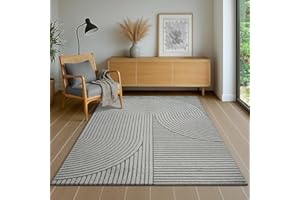 the carpet Everest - Tappeto moderno a pelo corto, per soggiorno, camera da letto, effetto 3D, alta densità e piacevolmente morbido, design panglao, grigio, 140 x 200 cm