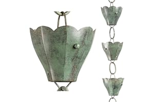 Good Directions 463V1-8 13 Cup Tulip Rain Chain, 8-1/2', Blue Verde Copper