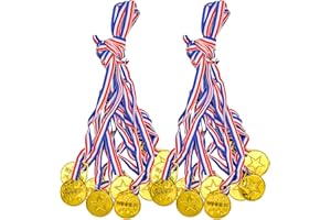 Bailinks 20 Pièces Médaille Enfant, Médaille du Gagnant en Plastique avec Rubans de Cou pour Les Sports pour Enfants, Les Spectacles, Les compétitions et Les Cadeaux de fête