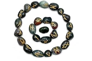 AMAZING GEMSTONE Bloodstone Crystal Runes Set of 25 Engraved Rune Stones with Runes Book PDF