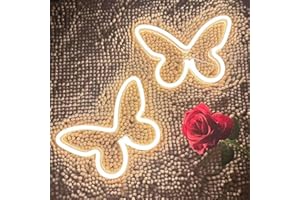 HFHUNGKEONG Schmetterling Neonschild für Wand Büro Hochzeit Geburtstag Party Raumdekoration, LED Neonlicht Schmetterling dekoration für Teenager Teenager-Mädchen 2 Stück (warmweiß)
