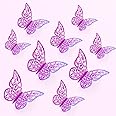 Zhenle 36Pcs 3D Butterfly Wall Sticker 3 Sizes Butterfly Wall Decals Butterflies Stickers for Walls Bedroom Party Wedding Decors(Purple), Natural