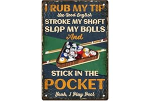 GLOBLELAND Le Billard me frotte Le Bout du Nez Vintage Métal Étain Signe Rétro Fer Affiche Peinture pour la Maison Bar Café Cuisine Restaurant Décoration Murale, 8x12Pouce