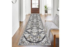 Enyhom Teppich Läufer Flur 60 x 240 cm, Extra Lang rutschfest Flurläufer Vintage Waschbar Flur Teppich, Flauschig Weich Schlafzimmer Läufer für Waschküche Eingang Badezimmer Eingang