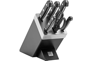 ZWILLING Bloc de couteaux, 7 pièces, Technologie KIS (Keep-It-Sharp), Acier Inoxydable Spécial, Manche Noir, série Gourmet