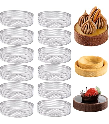 6 Stück Edelstahl-Tortenringe – 8 Cm Ø, 2 Cm Hoch, Perforiert, Für Mousse & Tartes