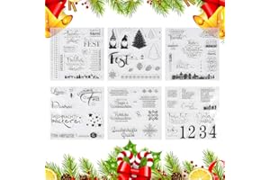 Newtic 6 pcs Silikonstempel Weihnachten, Weihnachtsstempel, Silikonstempel Winter, Klarstempel Weihnachtsstempel, Clear Stempel Set für DIY Scrapbooking Fotoalbum