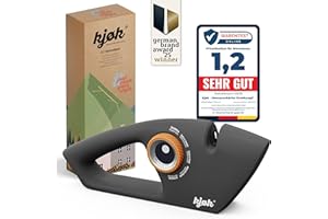 kjøk Premium Messerschärfer manuell - Drehknopf Messerschleifer und Scherenschleifer - ABS Gehäuse in schwarz-matt mit 5 Stufen Diamant-, Keramik- & Wolframcarbid-Stäbe für Messer Werkzeug Schere