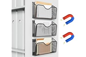 EKNITEY Lot de 3 porte-documents magnétiques sans perçage - Porte-revues magnétiques à suspendre pour bureau et maison