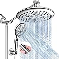 Hand Shower Rain Shower Pressure Increasing 5-Function Hand Shower Shower Head with 1.5 m Stainless Steel Hose and & Wall Hook for Bathing and Spa (Silver)