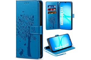 EASDNB Handyhülle für Samsung Galaxy A17 5G/4G Hülle, Flip Lederhülle Wallet Case mit [3 Kartenfächer] [Magnet] [Ständer] Premium Leder Prägung Schutzhülle Klapphülle für Galaxy A17 5G, Blau