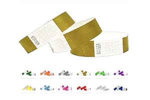 QUBIBAND Pulsera de identificación Tyvek 19 mm, 1000 unidades, pulseras de eventos, color dorado, 1000 unidades