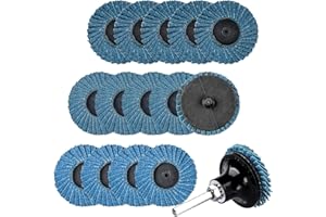 Mesee 15 Pieces Flap Grinding Disc Kit, 50mm/2 Inch Quick Change Roll Lock Flap Sanding Wheels with Disc Pad Holder 40Grit 60Grit 80Grit Grinder Abrasive Discs for Surface Conditioning Rust Removal