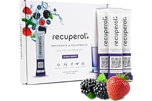 Recuperol Get Well Soon Gift Box - Hydration & Recovery Electrolyte Drink Mix, 8 Pack, Wellness Gift for Men & Women, Present with Card Inside - Mixed Berry Flavour