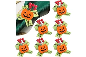 Bekeify Halloween Anelli da Tovagliolo di Zucca 6Pcs Porta Anello Tovaglioli Zucca Halloween Fibbie Portatovaglioli Riutilizzabile Porta Tovaglioli Anelli per Feste di Halloween Ringraziamento