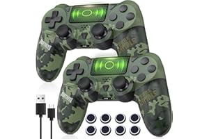TURPOW 2 PACK Wireless Controller for PS-4, Bluetooth Gamepad with Enhanced Joystick/Dual Motor Vibration/ 6-Asix Sensor/Touchpad/Audio Function/USB Cable