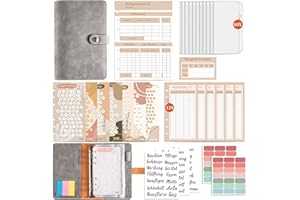 FUHOMI Budget Planner Deutsch A6 Binder, Bugetplaner Deutsch Startset mit 8 Sparchallenges, Finanzplaner Haushaltsbuch, Geld Organizer Sparbuch, Sparen mit Umschlagmethode